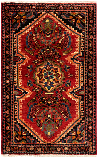 27291-Hamadan Hand-Knotted/Handmade Persian Rug/Carpet Tribal/Nomadic Authentic/ Size: 4'2" x 2'7"/127cm x 78cm