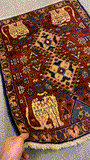 27296-Yalameh Hand-Knotted/Handmade Persian Rug/Carpet Tribal/Nomadic Authentic/ Size: 2'8" x 1'11"/82cm x 58cm