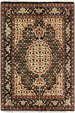 27319-Moud Handmade /Hand-Knotted Persian Rug/Traditional/Carpet Authentic/ Size: 3'6" x 2'4" /107cm x 72cm