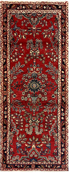 27327-Sarough Hand-Knotted/Handmade Persian Rug/Carpet Traditional Authentic/ Size: 6'5"x 2'7"/195cm x 78cm