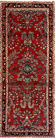 27327-Sarough Hand-Knotted/Handmade Persian Rug/Carpet Traditional Authentic/ Size: 6'5"x 2'7"/195cm x 78cm