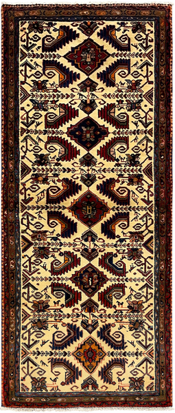 27328-Hamadan Hand-Knotted/Handmade Persian Rug/Carpet Tribal/Nomadic Authentic/ Size: 6'2" x 2'7"/189cm x 78cm