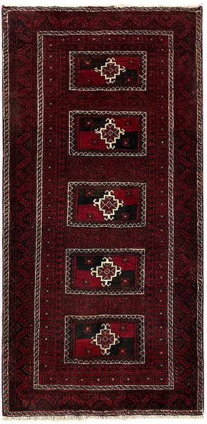 27329- Royal Balutch Persian Hand-knotted Authentic/Nomadic/Tribal Rug/Carpet/ Size: 5'4" x 2'7"/163cm x 80cm