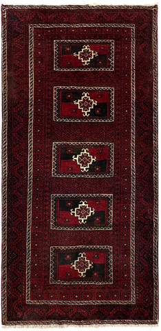 27329- Royal Balutch Persian Hand-knotted Authentic/Nomadic/Tribal Rug/Carpet/ Size: 5'4" x 2'7"/163cm x 80cm