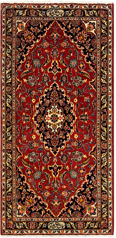 27340-Kashan Hand-Knotted/Handmade Persian Rug/Carpet Traditional/Authentic/Size: 4'6" x 2'2" /137cm x 68cm