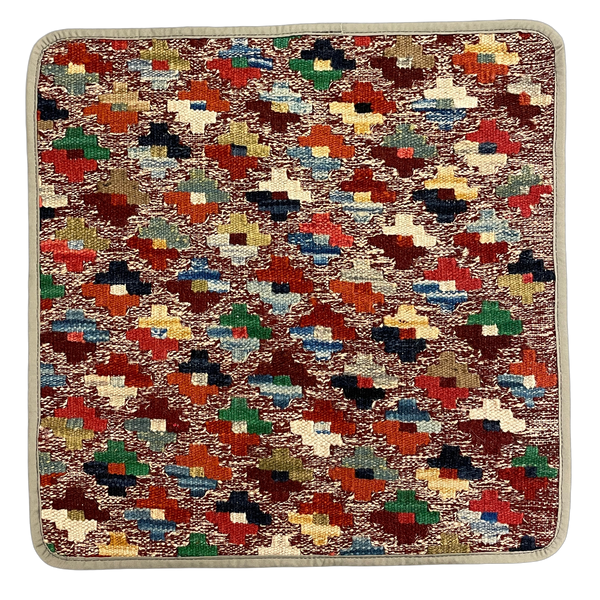 27499 - Kelim Hand-Woven/Flat Weaved/Handmade Afghan Kelim Pillow Cover/Carpet Tribal/Nomadic Authentic/Size: 1'6" x 1'6" /46cm x 46cm
