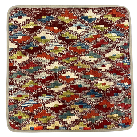 27501- Kelim Hand-Woven/Flat Weaved/Handmade Afghan Kelim Pillow Cover/Carpet Tribal/Nomadic Authentic/Size: 1'6" x 1'6" /46cm x 46cm