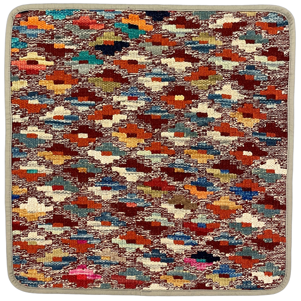 27508- Kelim Hand-Woven/Flat Weaved/Handmade Afghan Kelim Pillow Cover/Carpet Tribal/Nomadic Authentic/Size: 1'6" x 1'6" /46cm x 46cm