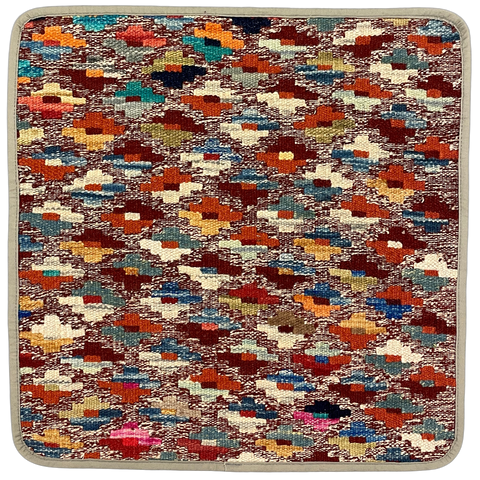 27508- Kelim Hand-Woven/Flat Weaved/Handmade Afghan Kelim Pillow Cover/Carpet Tribal/Nomadic Authentic/Size: 1'6" x 1'6" /46cm x 46cm