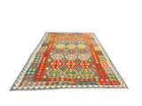 27510- Kelim Hand-Woven/Flat-Weaved/Afghan Kelim/Carpet Modren/Nomadic Authentic/Size: 9'9" x 6'5"/297cm x 196cm