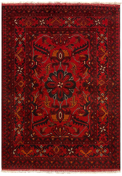 27516 - Khal Mohammad Hand-Knotted/Handmade Afghan Rug/Carpet/Traditional/Authentic/Size: 4'8" x 3'3"/142cm x 99cm