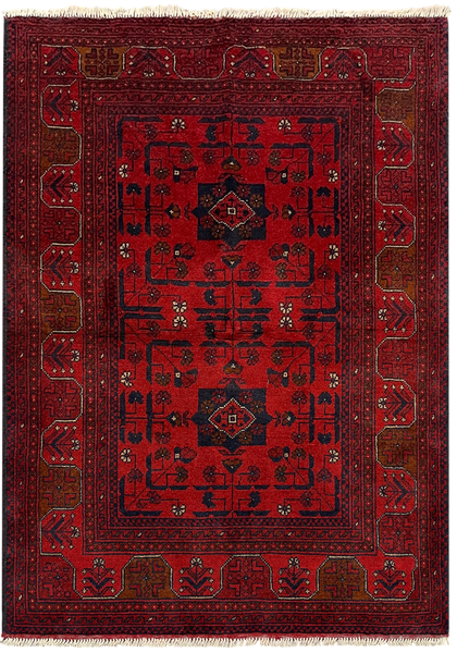 27519 - Khal Mohammad Hand-Knotted/Handmade Afghan Rug/Carpet/Traditional/Authentic/Size: 4'9" x 3'4"/145cm x 102cm