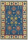 27527-Kazak Hand-Knotted/Handmade Afghan Rug/Carpet Tribal/Nomadic Authentic/ Size: 6'1" x 4'2"/185cm x 127cm
