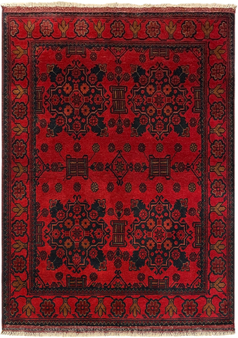 27535- Khal Mohammad Hand-Knotted/Handmade Afghan Rug/Carpet/Traditional/Authentic/Size: 4'8" x 3'3"/142cm x 99cm