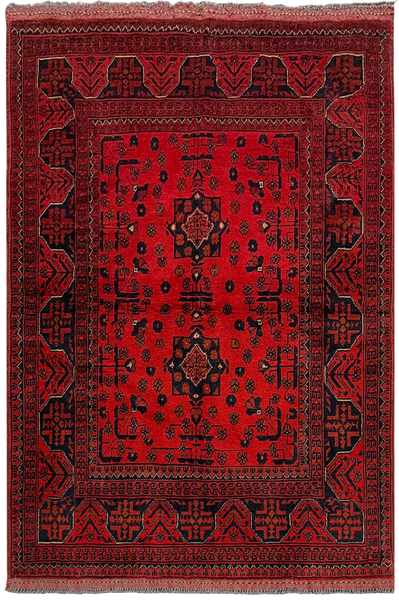 27583- Khal Mohammad Hand-Knotted/Handmade Afghan Rug/Carpet/Traditional/Authentic/Size: 5'1" x 3'4"/155cm x 102cm