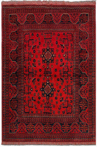 27583- Khal Mohammad Hand-Knotted/Handmade Afghan Rug/Carpet/Traditional/Authentic/Size: 5'1" x 3'4"/155cm x 102cm