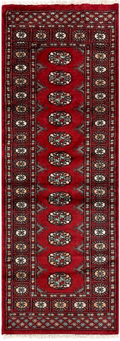 27620-Bokhara Hand-Knotted/Handmade Pakistani Rug/Carpet Tribal/Nomadic Authentic/ Size: 6'0" x 2'1"/183cm ×64cm