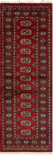27621-Bokhara Hand-Knotted/Handmade Pakistani Rug/Carpet Tribal/Nomadic Authentic/ Size: 6'1" x 2'1"/185cm ×64cm