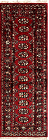 27621-Bokhara Hand-Knotted/Handmade Pakistani Rug/Carpet Tribal/Nomadic Authentic/ Size: 6'1" x 2'1"/185cm ×64cm