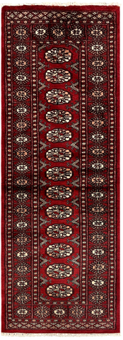 27623-Bokhara Hand-Knotted/Handmade Pakistani Rug/Carpet Tribal/Nomadic Authentic/ Size: 6'1" x 2'2"/185cm ×66cm