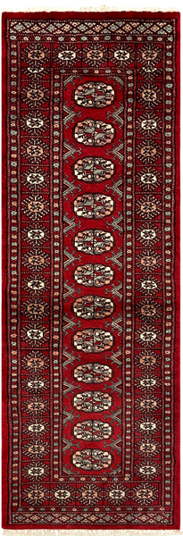 27624-Bokhara Hand-Knotted/Handmade Pakistani Rug/Carpet Tribal/Nomadic Authentic/ Size: 6'2" x 2'1"/188cm ×64cm