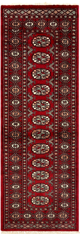 27624-Bokhara Hand-Knotted/Handmade Pakistani Rug/Carpet Tribal/Nomadic Authentic/ Size: 6'2" x 2'1"/188cm ×64cm