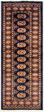 27628-Bokhara Hand-Knotted/Handmade Pakistani Rug/Carpet Tribal/Nomadic Authentic/ Size: 5'9" x 2'2"/175cm ×66cm