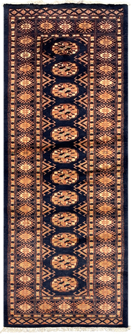 27628-Bokhara Hand-Knotted/Handmade Pakistani Rug/Carpet Tribal/Nomadic Authentic/ Size: 5'9" x 2'2"/175cm ×66cm