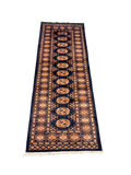 27628-Bokhara Hand-Knotted/Handmade Pakistani Rug/Carpet Tribal/Nomadic Authentic/ Size: 5'9" x 2'2"/175cm ×66cm