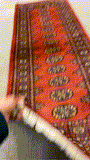 27629-Bokhara Hand-Knotted/Handmade Pakistani Rug/Carpet Tribal/Nomadic Authentic/ Size: 6'2" x 2'2"/188cm ×66cm
