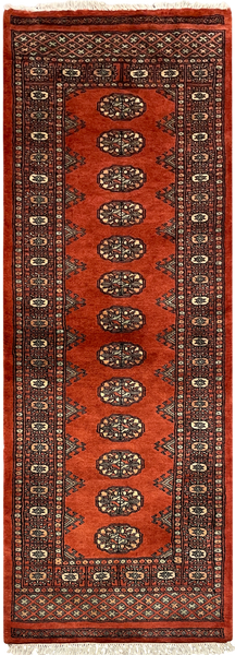 27629-Bokhara Hand-Knotted/Handmade Pakistani Rug/Carpet Tribal/Nomadic Authentic/ Size: 6'2" x 2'2"/188cm ×66cm