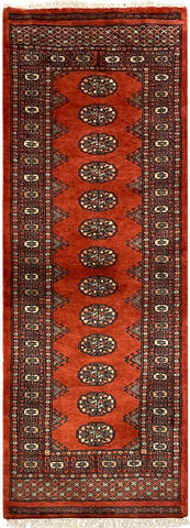 27629-Bokhara Hand-Knotted/Handmade Pakistani Rug/Carpet Tribal/Nomadic Authentic/ Size: 6'2" x 2'2"/188cm ×66cm