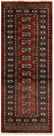 27631-Bokhara Hand-Knotted/Handmade Pakistani Rug/Carpet Tribal/Nomadic Authentic/ Size: 5'8" x 2'2"/173cm ×66cm
