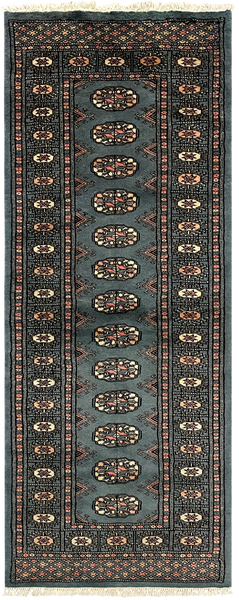 27635-Bokhara Hand-Knotted/Handmade Pakistani Rug/Carpet Tribal/Nomadic Authentic/ Size: 5'8" x 2'2"/173cm ×66cm