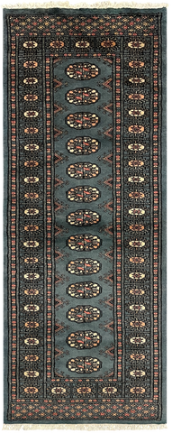 27635-Bokhara Hand-Knotted/Handmade Pakistani Rug/Carpet Tribal/Nomadic Authentic/ Size: 5'8" x 2'2"/173cm ×66cm