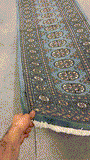 27636-Bokhara Hand-Knotted/Handmade Pakistani Rug/Carpet Tribal/Nomadic Authentic/ Size: 6'1" x 2'1"/185cm ×64cm