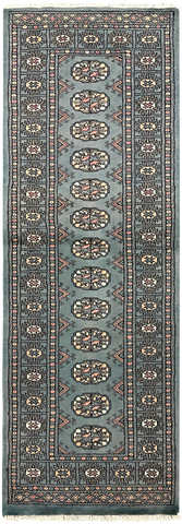 27636-Bokhara Hand-Knotted/Handmade Pakistani Rug/Carpet Tribal/Nomadic Authentic/ Size: 6'1" x 2'1"/185cm ×64cm