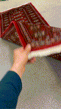 27639-Bokhara Hand-Knotted/Handmade Pakistani Rug/Carpet Tribal/Nomadic Authentic/ Size: 5'7" x 2'1"/170cm ×64cm