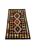 27661 - Kelim Hand-Woven/Flat-Weaved/Afghan Kelim/Carpet Modern/Nomadic Authentic/Size: 4'0" x 2'6"/122cm ×76cm