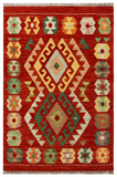 27662 - Kelim Hand-Woven/Flat-Weaved/Afghan Kelim/Carpet Modern/Nomadic Authentic/Size: 3'10" x 2'7"/117cm ×79cm