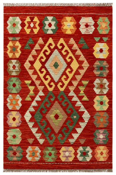 27662 - Kelim Hand-Woven/Flat-Weaved/Afghan Kelim/Carpet Modern/Nomadic Authentic/Size: 3'10" x 2'7"/117cm ×79cm