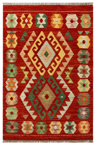 27662 - Kelim Hand-Woven/Flat-Weaved/Afghan Kelim/Carpet Modern/Nomadic Authentic/Size: 3'10" x 2'7"/117cm ×79cm