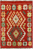 27662 - Kelim Hand-Woven/Flat-Weaved/Afghan Kelim/Carpet Modern/Nomadic Authentic/Size: 3'10" x 2'7"/117cm ×79cm