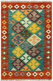 27672 - Kelim Hand-Woven/Flat-Weaved/Afghan Kelim/Carpet Modern/Nomadic Authentic/Size: 4'1" x 2'7"/124 cm × 79cm