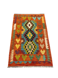 27674 - Kelim Hand-Woven/Flat-Weaved/Afghan Kelim/Carpet Modern/Nomadic Authentic/Size: 4'2" x 2'8"/127 cm × 81cm