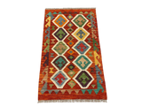 27678 - Kelim Hand-Woven/Flat-Weaved/Afghan Kelim/Carpet Modern/Nomadic Authentic/Size: 4'0" x 2'6"/122cm × 76cm