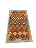 27682 - Kelim Hand-Woven/Flat-Weaved/Afghan Kelim/Carpet Modern/Nomadic Authentic/Size: 4'5" x 2'9"/135cm × 84cm