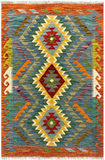 27693 - Kelim Hand-Woven/Flat-Weaved/Afghan Kelim/Carpet Modern/Nomadic Authentic/Size: 4'0" x 2'7"/122 cm × 79 cm