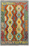27697 - Kelim Hand-Woven/Flat-Weaved/Afghan Kelim/Carpet Modern/Nomadic Authentic/Size: 4'1" x 2'7"/124 cm × 79 cm