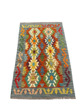 27697 - Kelim Hand-Woven/Flat-Weaved/Afghan Kelim/Carpet Modern/Nomadic Authentic/Size: 4'1" x 2'7"/124 cm × 79 cm